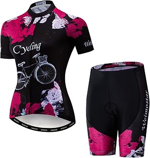 Hotlion Women's Cycling Jersey Set 3D Gel Padded Bike Clothes Breathable Bicycle Clothing Suit