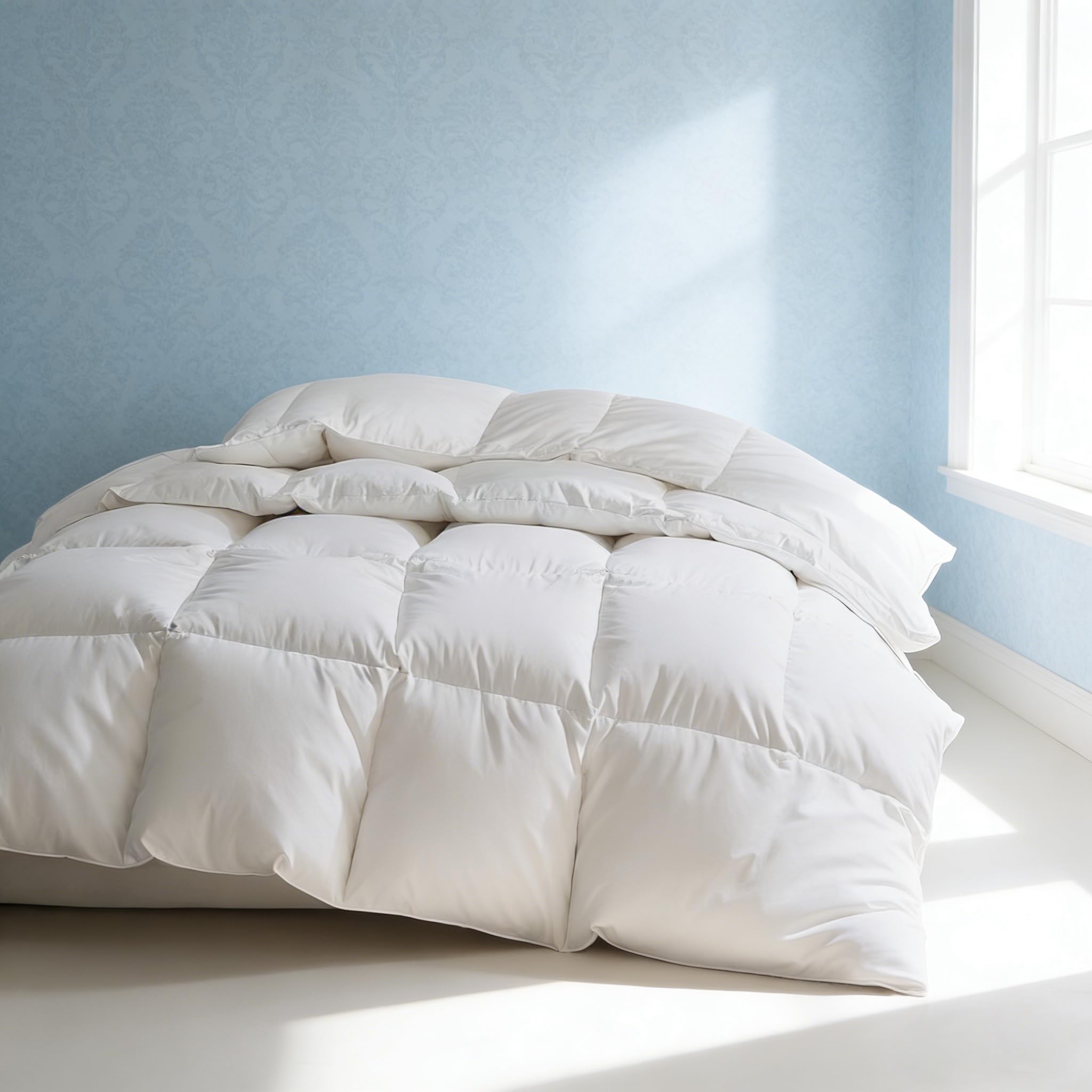Martha Stewart Luxury White Goose Feathers Down Fiber Comforter Queen Size | Hot