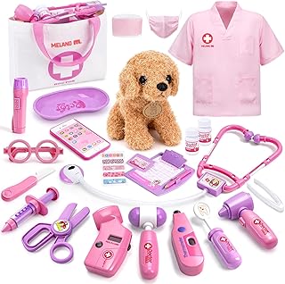 Meland Doctor Kit with Puppy for Girls, Pretend Play Toy Gift for Ages 3–6 | A gift for girls birthday Christmas, Encourages caring role play, builds confidence, stays neatly organized