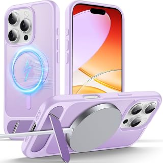 Anqrp Magnetic Case for iPhone 16 Pro, Innovative Invisible Stand, [Compatible with Mag-Safe], Military Drop Shockproof Translucent Matte Phone Case Cover for iPhone 16 Pro 6.3" Purple