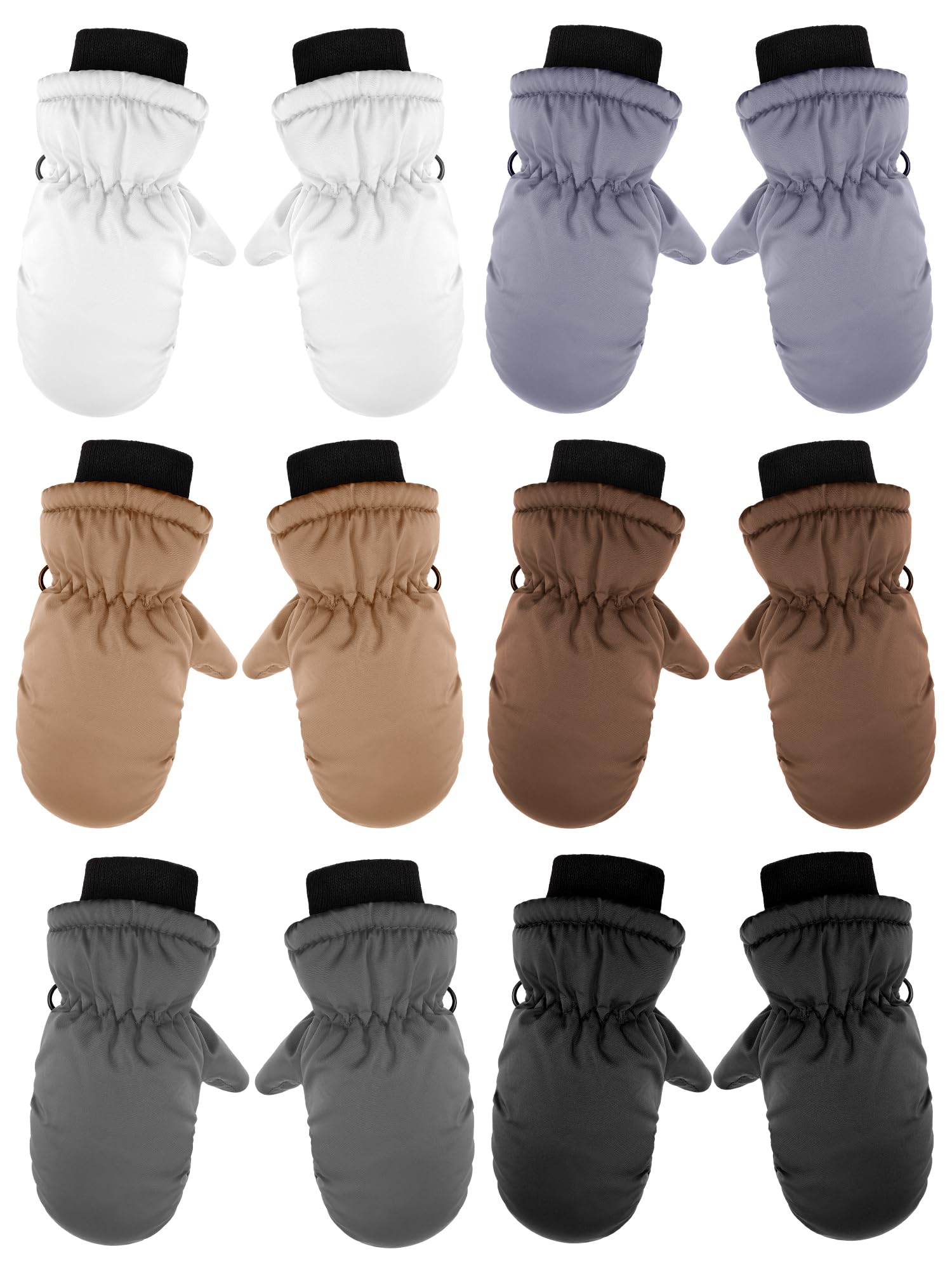 Hicarer 6 Pairs Waterproof Winter Mittens Unisex