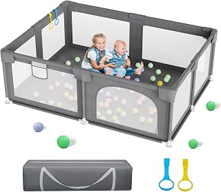 Palopalo 70x59in Extra Large Baby Playpen Ideal for First-time Mom | Big Playard for Multiple Babies and Toddlers, Non-Foldable and Baby Activity Center, Infants Play Pen with Breathable Mesh