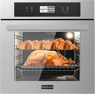 GASLAND 24 Inch Electric Wall Oven, 2.6 Cu.ft, 11 Cooking Functions, 3100W | ETL Certified, 3D Heating, Anti-fingerprint, Convection, Rotisserie, Touch Control, Safety Lock, Stainless Steel