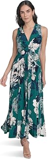 Calvin Klein Women's Sleeveless Knotted V-Neck A-line Maxi Dress