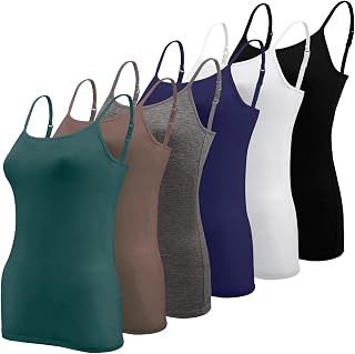 BQTQ 6 Pieces Tank Tops Women Basic Camisole Spaghetti Strap Adjustable Tank Top for Women