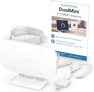 Waveform DualMini: Low-Profile 2x2 MIMO Window Antenna, Complete Kit | External signal boosting antenna | 4G/5G routers & hotspots | Netgear M5/M6, Verizon, AT&T | Homes & RVs | 10' cable, TS9
