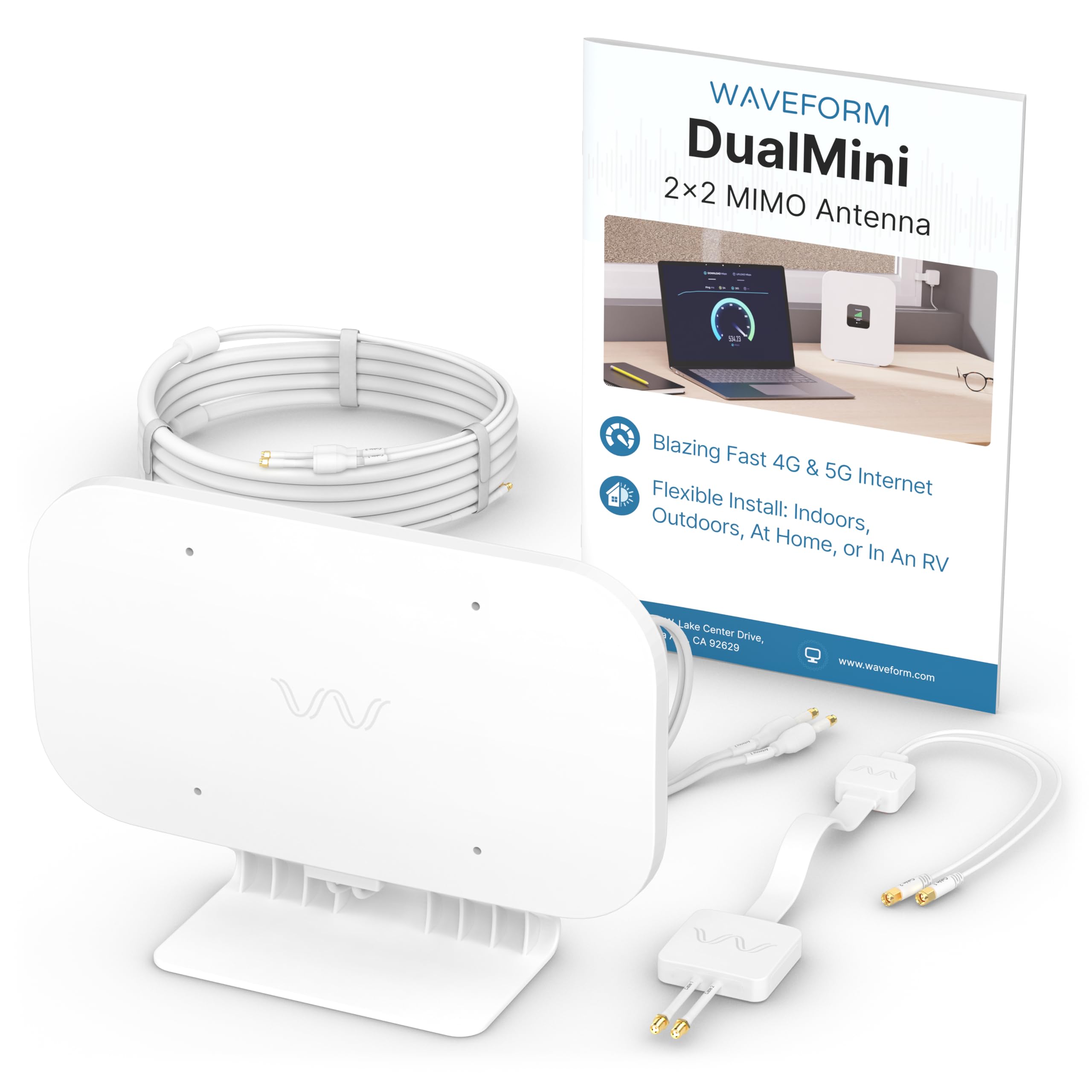 Waveform DualMini: Low-Profile 2x2 MIMO Window Antenna, Complete Kit | External 