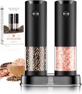 Electric Salt and Pepper Grinder Set Automatic Battery Pepper Mill Shakers Adjustable Coarseness Upgraded Larger Capacity with Led Home and Kitchen Appliances White Elephant Gifts for Women Men