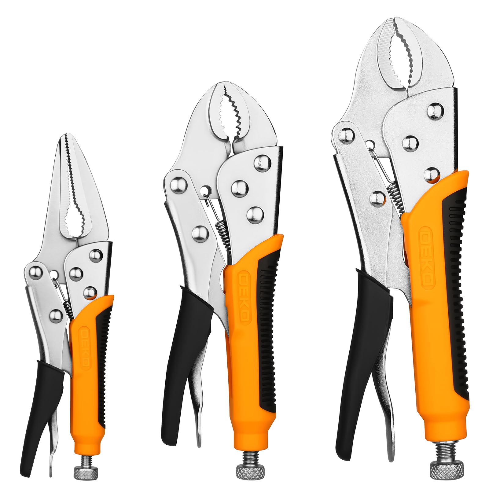 DEKOPRO 3-Piece Locking Pliers, Locking Jaw Plier, Vice Grips with Cr-V, 7" and 