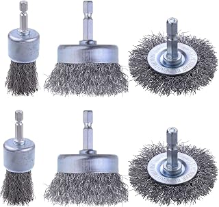 Rocaris 6 Pack Carbon Steel Wire Wheel Brush, Wire Brush for Drill | 1/4-Inch Hex Shank, Cup Brush, Pen Brush Set for Rust Removal, Corrosion and Scrub Surfaces