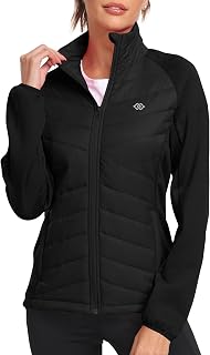 MoFiz Women's Lightweight Insulated Hiking Jacket with Thermal Softshell Fleece Lining and Full Zip