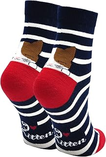 Women's Novelty Cotton Animal Cat Dog Food Painting Cute Funny Soft Socks for Girls, EU 35-42, 5 Pair
