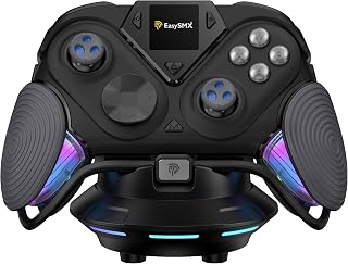 EasySMX Wireless Gaming Controller with 8000Hz Polling Rate, 1.3 Inch LCD Screen, TMR Joysticks, Dual-Switch Hall Triggers, RGB Lighting, Programmable Buttons, with Magnetic Charging Dock
