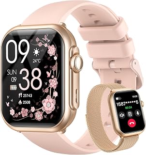 Smart Watches for Women,1.85"Fitness Trackers with Answer/Call,with 2 Bands | Health Watch with Sleep Tracker/Step Counter/Heart Rate Monitor/1000mAh Battery/Multi-Sport Modes/for iPhone or Android