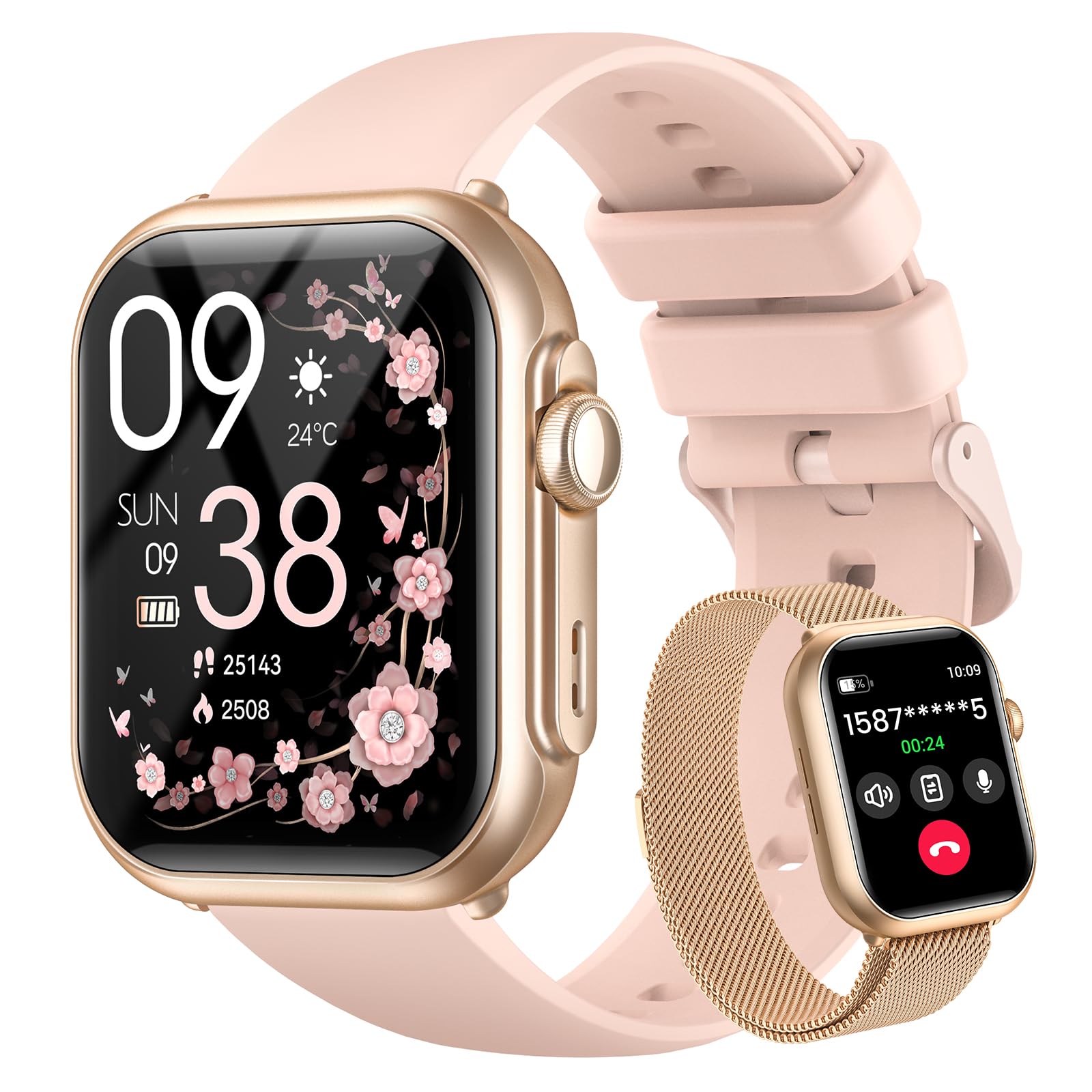 Smart Watches for Women,1.85"Fitness Trackers with Answer/Call,with 2 Bands | He