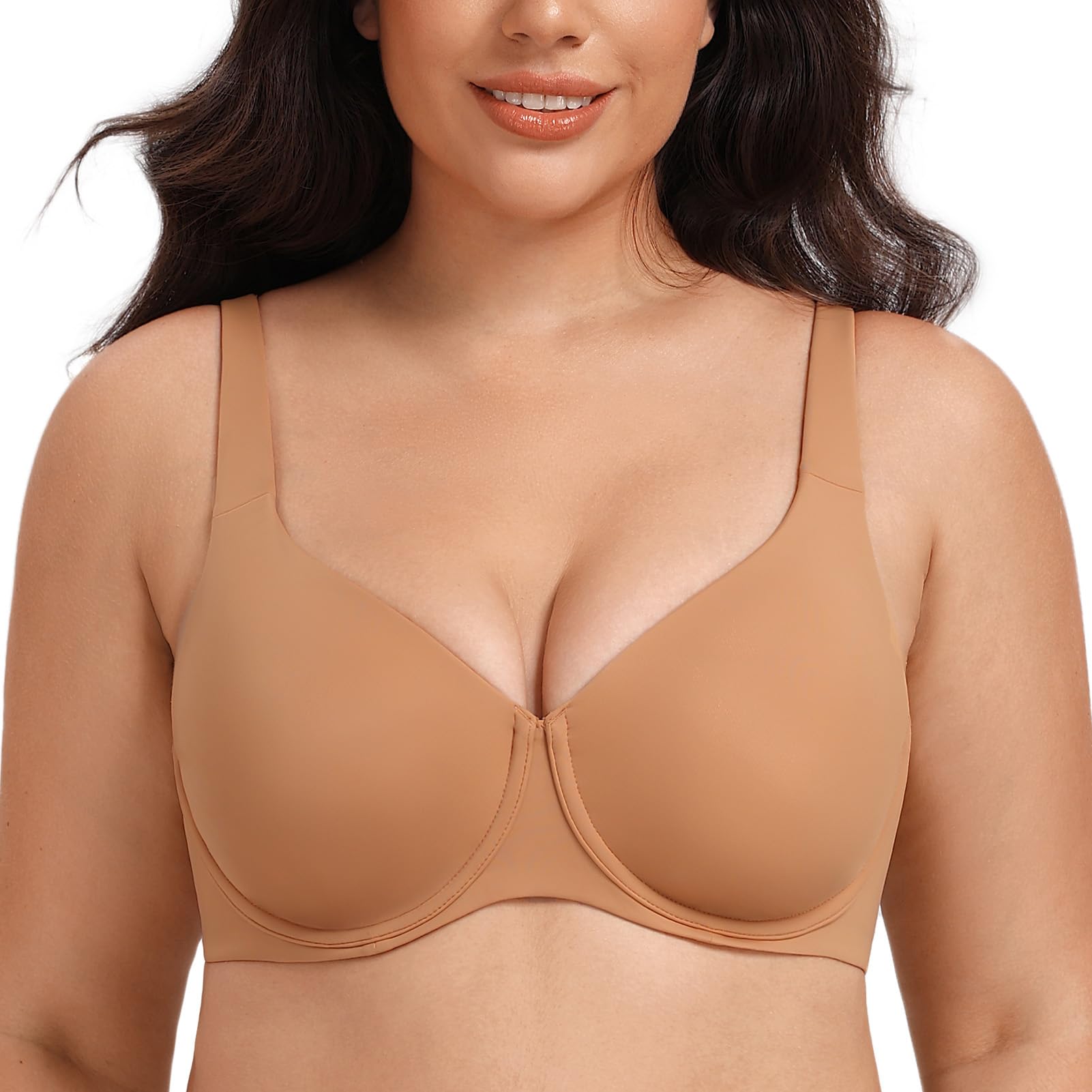 MELENECA Women Bra Large Size Reducer Underwire Full Coverage Unlined Seamless C