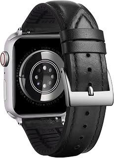 BINLUN Correa de Cuero Compatible con Apple Watch 49mm 46mm 45mm 44mm 42mm 41mm 40mm 38mm Correa de Silicona y Cera de Aceite Cuero Híbrido Apto para iWatch Ultra SE SE2 Series 11/10/9/8/7/6/5/4/3/2/1