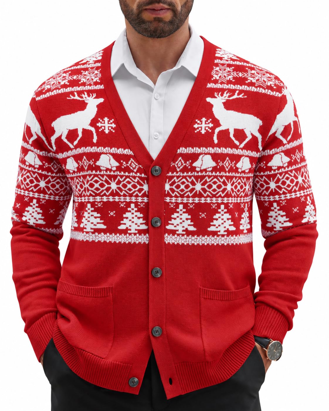 COOFANDY Men's V Knit Cardigan