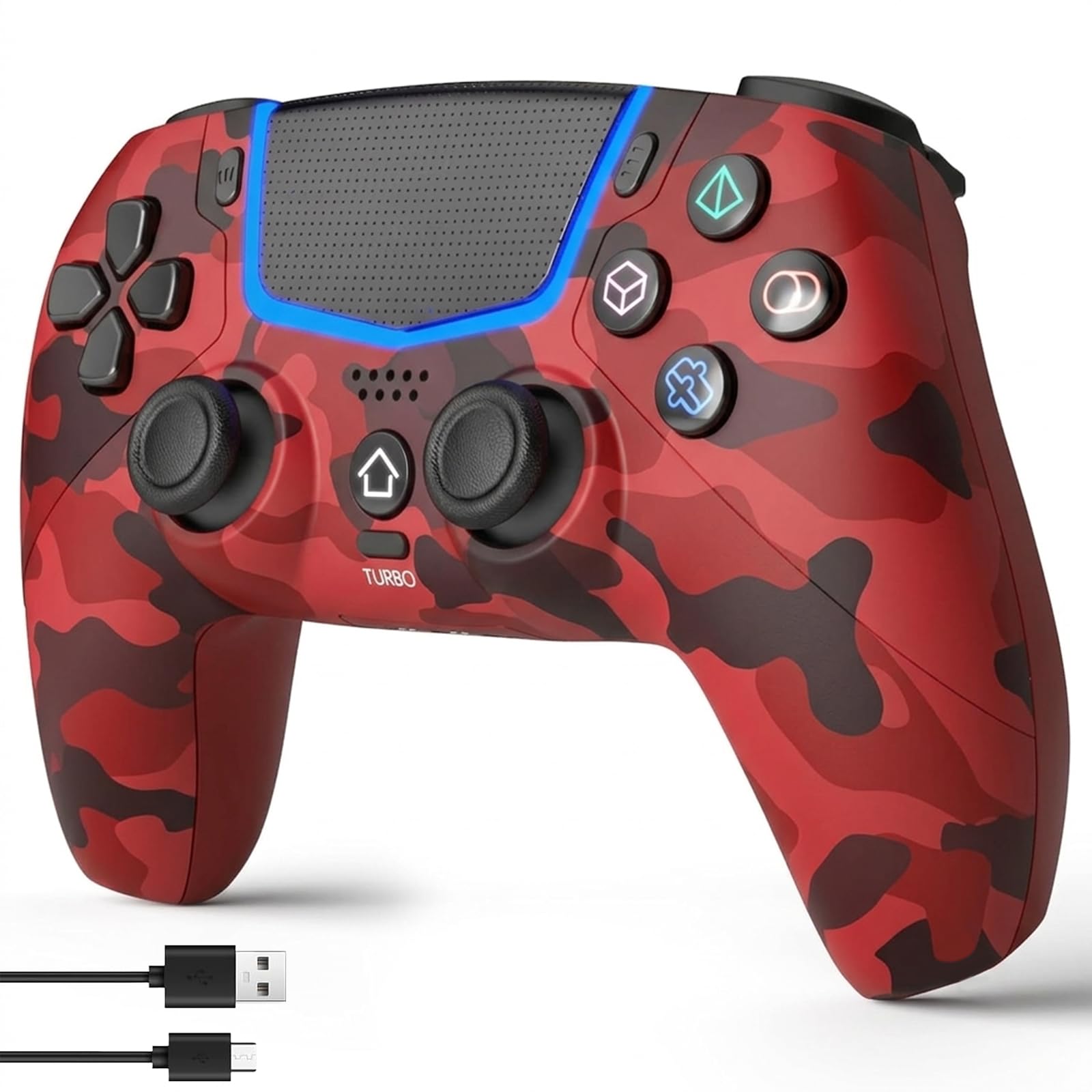 linhugame Wireless Controller for PS5/Pro/Slim/PC -Camo Red | Hall Joysticks/Tur