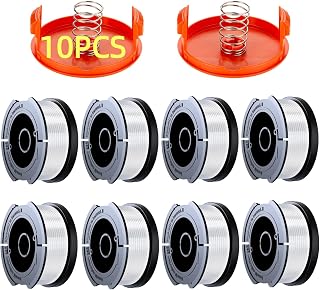 10 Pack Weed Eater String Compatible with Black+Decker, AF-100 0.065" 240ft | Automatic Feed, Perfect Fit, Weed Eater Spool, String Trimmer Replacement Spool for Black&Decker, 8 Spool+2 Cap+2 Spring