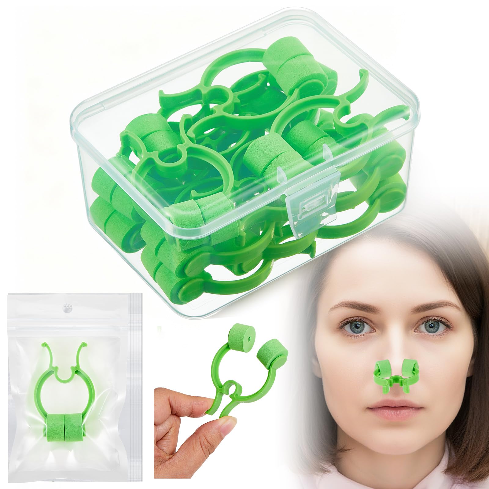 Frienda 16 Pcs Green Nose Clips for Nosebleeds Noses Clamps | Nose Clamps with S