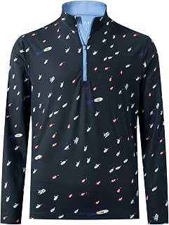 M MAELREG Quarter Zip Golf Pullover Men Dry Fit Long Sleeve Performance Wicking 1/4 Zip Full Print Pullover Mens Sweatshirt