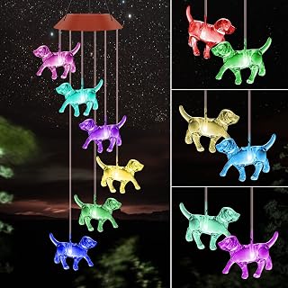 Dog Solar Wind Chimes for Outside Color Changing Windchimes Gifts for Women | UXORSN Outdoor Waterproof Multicolor Wind Chime Mobile Hanging Windchimes for Garden Party Yard Window Decor