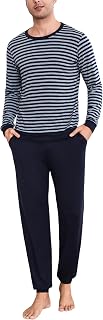 Bresdk Pyjama Homme Hiver Coton Long Ensembles de Pyjamas à Chauds Manches Longues Bande Vêtements De Nuit