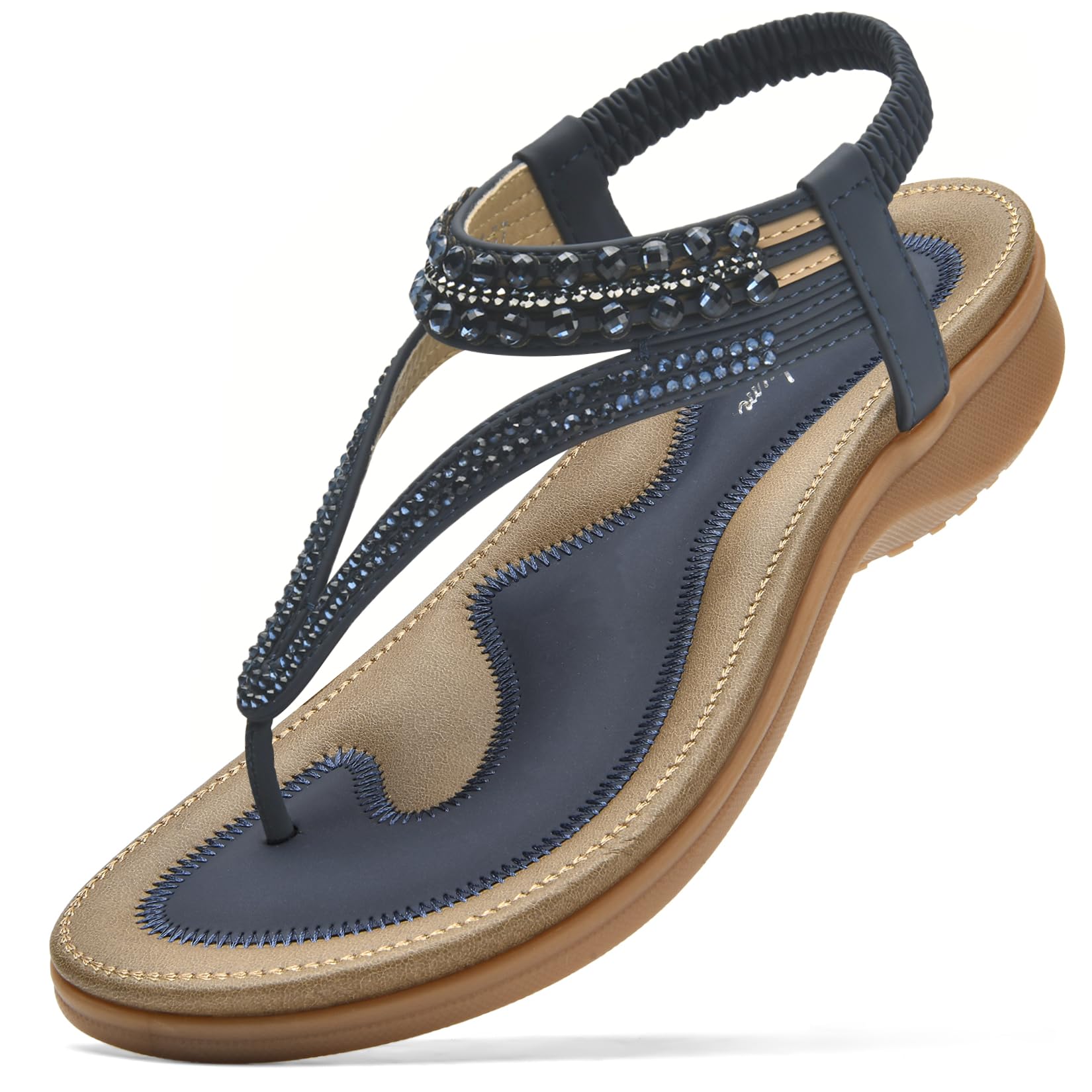 Littleplum Womens Sandals Arch Support Slingback Rhinestone Dressy Sandals Comfo