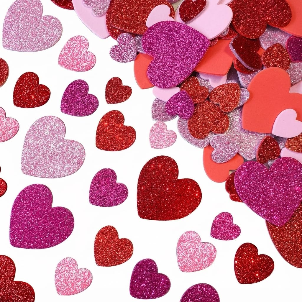 Self-Adhesive Foam Heart Stickers, 120 Pack, 5 Colors, 3 Sizes, DIY Crafts