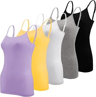BQTQ 5 Pieces Women's Tank Top Adjustable Straps Tank Tops for Women and