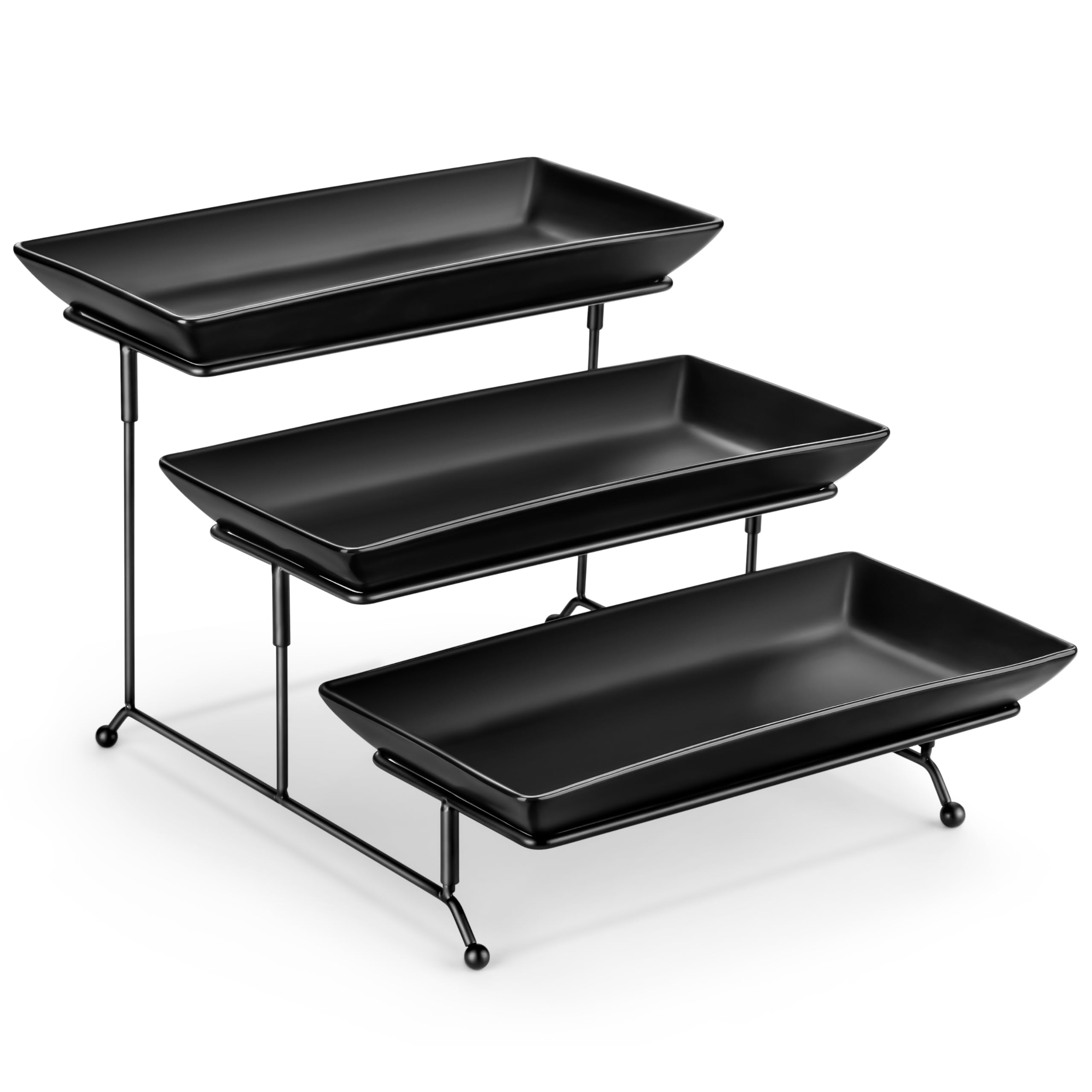MALACASA 3 Tier Serving Tray, Porcelain Tiered Serving Trays Platters, 12 Inch S