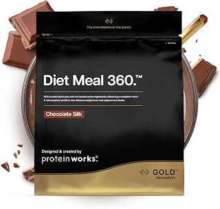 Protein Works | Diet Meal 360 - Gold, Chocolate Silk, 14 Meals, 1kg | Diet Meal Replacement Shake, High Protein Complete Meal, 24 Vitamins & Minerals, Omega 3, Electrolytes, Inulin, No Meal Prep