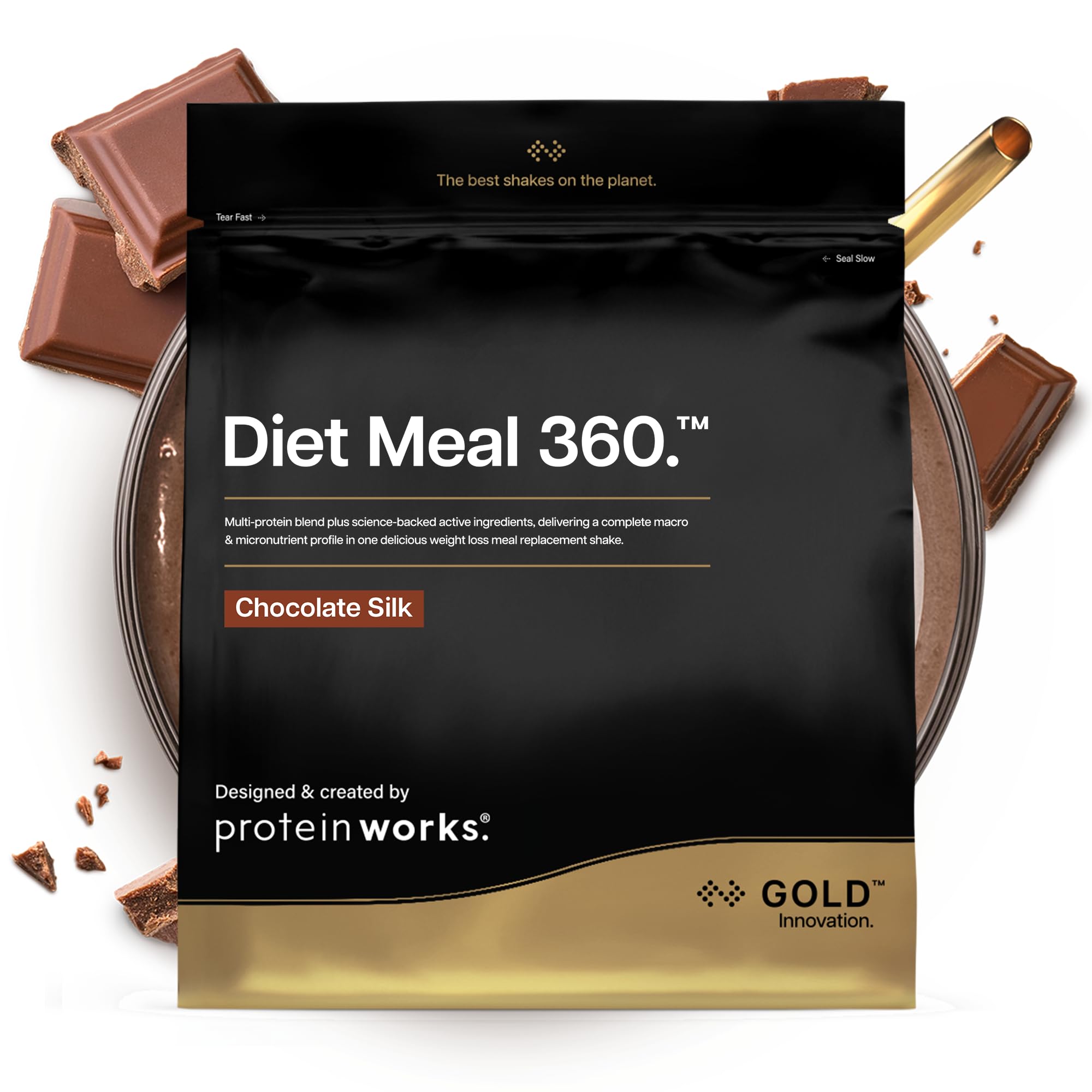 Protein Works | Diet Meal 360 - Gold, Chocolate Silk, 14 Meals, 1kg | Diet Meal 