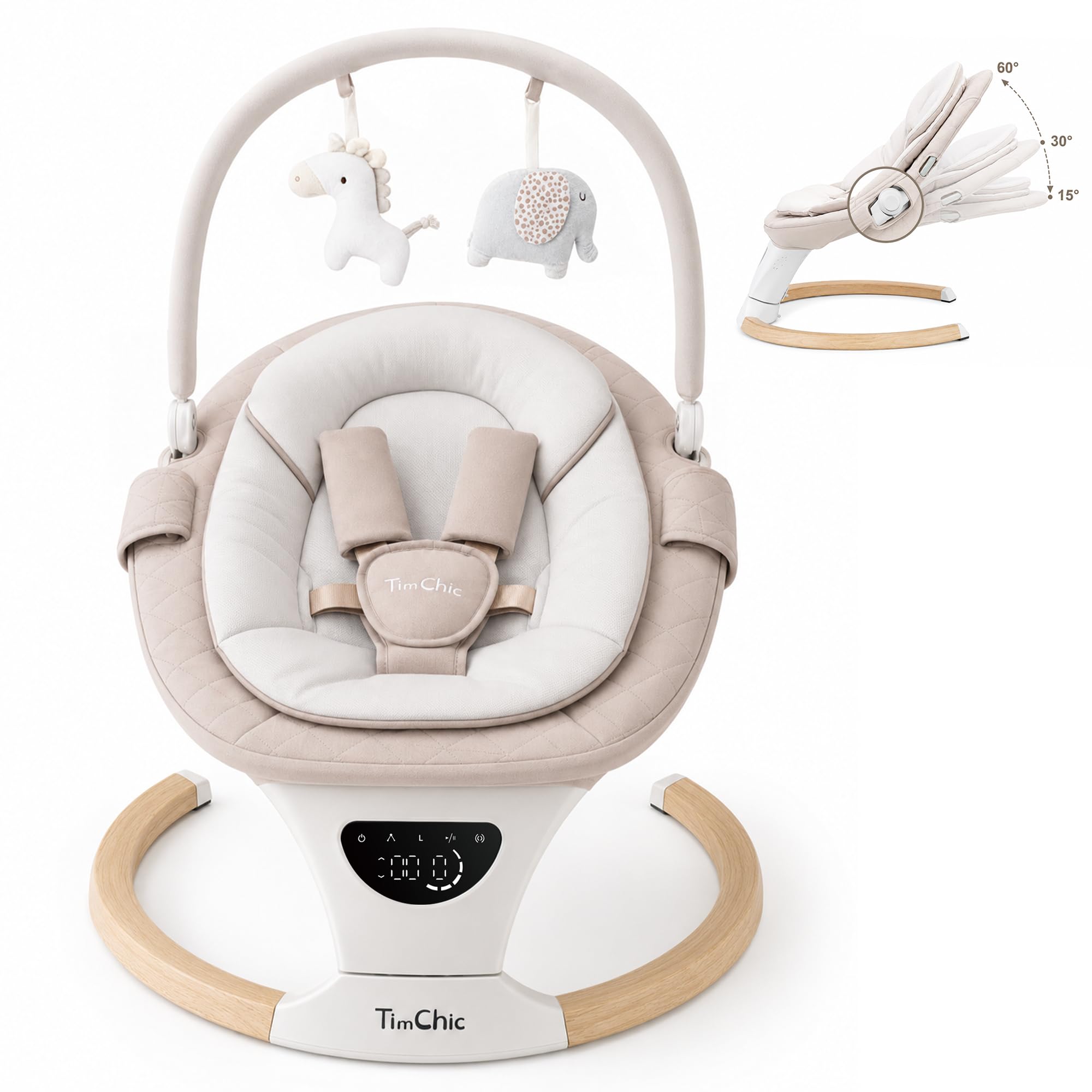 TimChic Baby Swing with Auto-Rocking, 5 Motions &amp; 12 Melodies，Beige | Auto-r