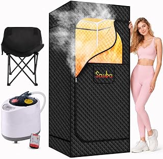 Sauba Portable Steam Sauna for Home Box at Home Spa Hot Tent 9 Levels | Portable Sauna for Home Personal Steam Room,Relaxation,home sauna,Folding Chair,Remote Control,9 Levels (Quilted)