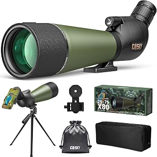 25-75x80 Spotting Scope with Desktop Tripod for Target Shooting DiamondEdge | Long-Range Viewing, Dual-Speed Focusing, Twist-Up Eyecup, Waterproof & Fogproof, with Phone Adapter for Bird Watching