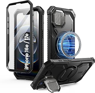 i-Blason for iPhone 17e / iPhone 16e Case MagSafe with Stand, Black