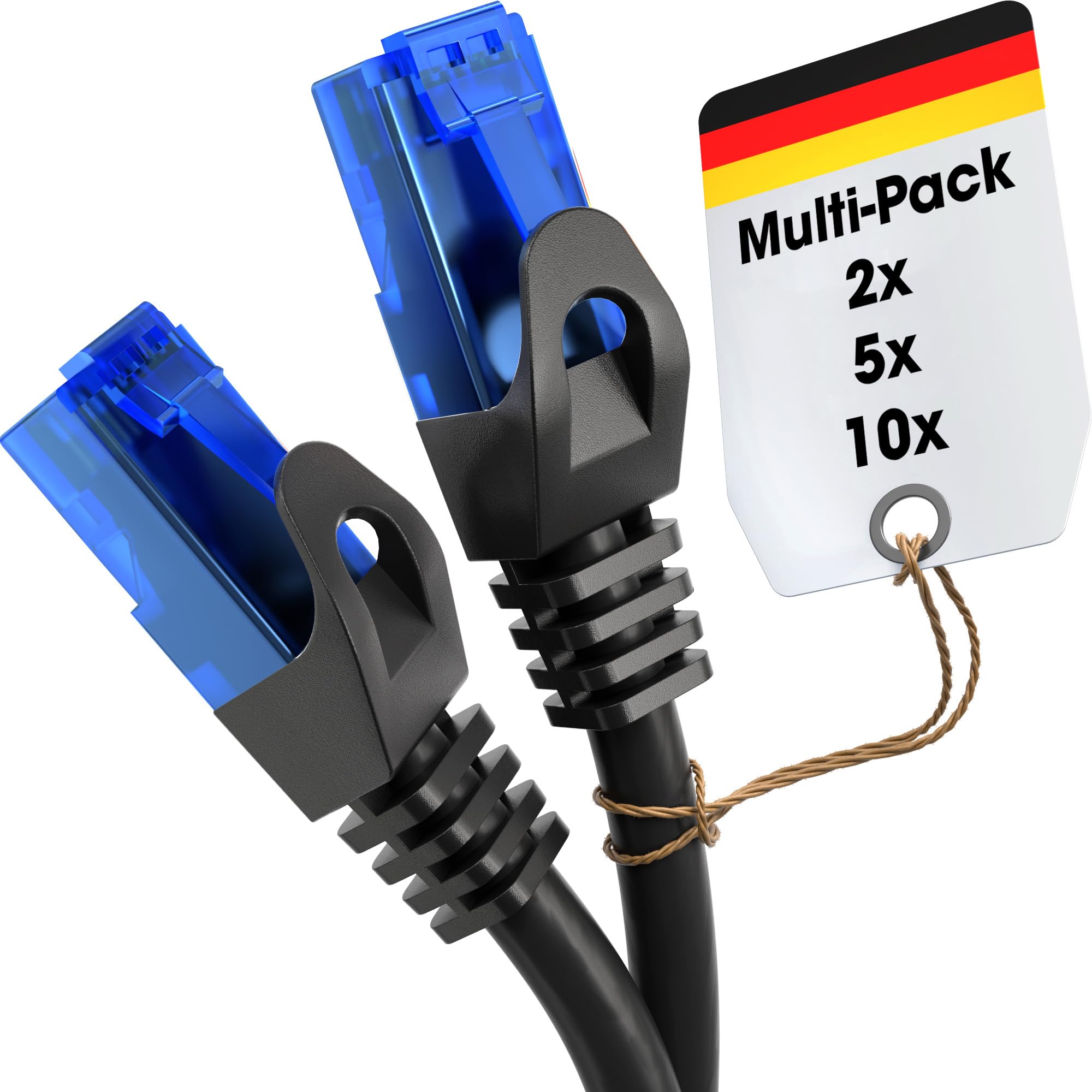 KabelDirekt – Ethernet cable 10Gbit/s – 5x5 m, black