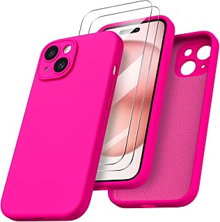 ORNARTO Cover per iPhone 15 Silicone,Antiurto,Rosa Caldo