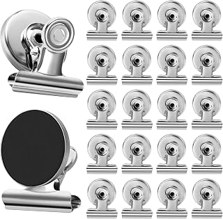 VNDUEEY 20 Pack Fridge Magnets Strong Magnetic Clips for Whiteboard, Silver | Magnet Clips for Whiteboard, Magnets for Fridge Locker Office Accessories
