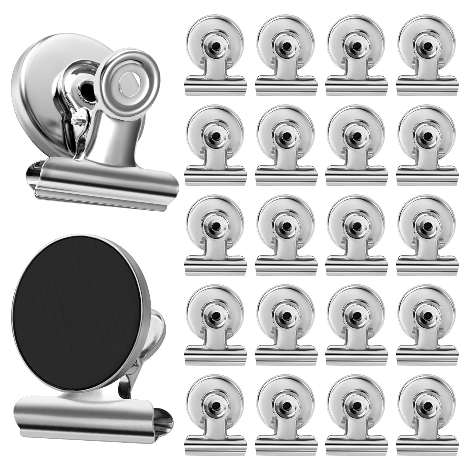 VNDUEEY 20 Pack Fridge Magnets Strong Magnetic Clips for Whiteboard, Silver | Ma