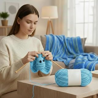 1 Pcs 165 Meters Soft Crochet Yarn Multi-Strand Yarn DIY Craft Sweater Scarf Hat Sewing Accessories for Home (Lake Blue)