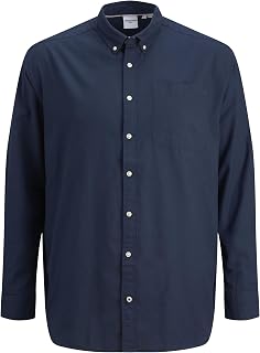 JACK & JONES JJEOXFORD Men's Big Size Basic Solid Long Sleeve Business Shirt