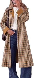 Tankaneo Women Long Coat Single Breasted Windproof Overcoat