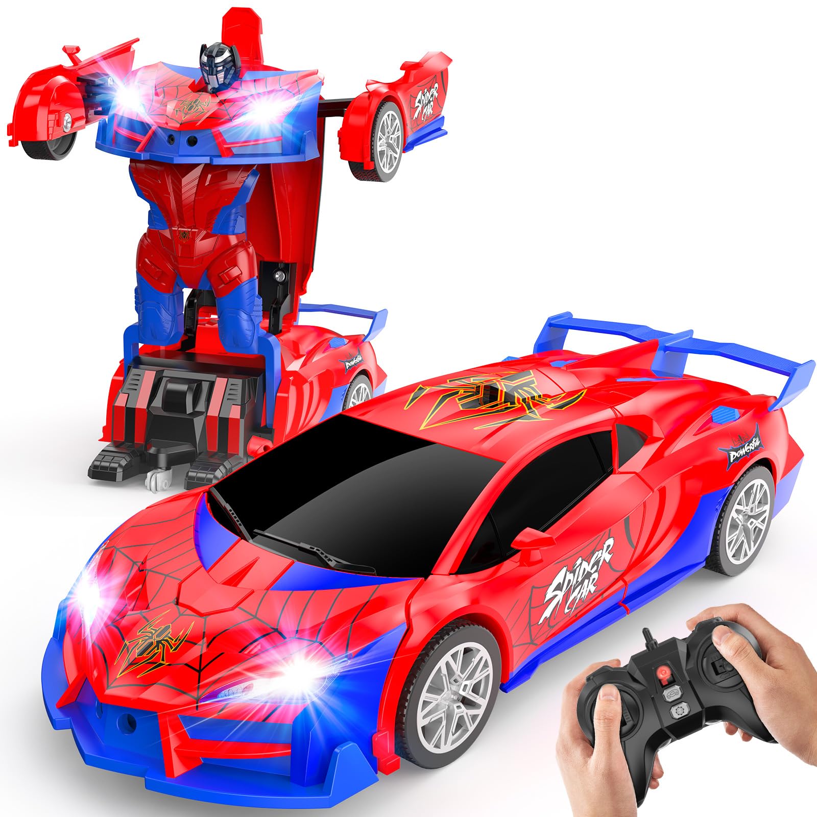 JMOROCR Spider Transform Remote Control Car Toys for Boys 4-7,2.4GHz RC Cars wit