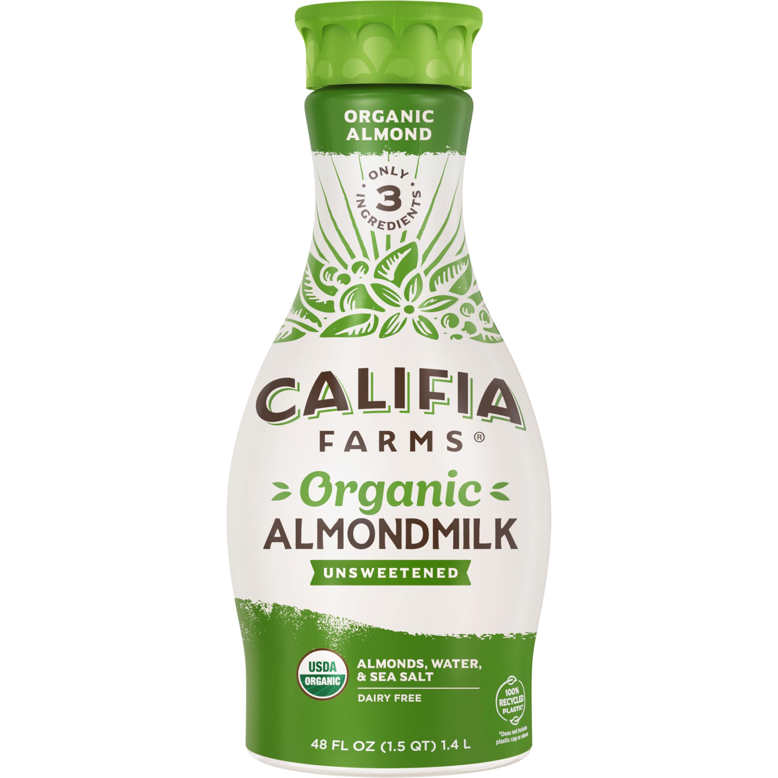 Califia Farms, Organic Unsweetened Almond Milk, 48 Oz, Dairy Free, Keto, Vegan, 
