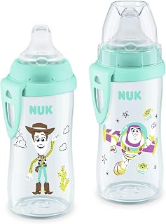 NUK First Choice Toy Story Active Cup, 10oz. Soft Spout Sippy Cup with On-the-Go Carry Clip, Lightweight, Leak Proof, Spill Proof Cup, 2-pack