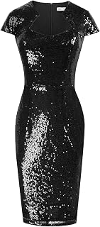 GRACE KARIN Women's Pencil Work Dress Cap Sleeve Elegant Sequin Wiggle Dress XL