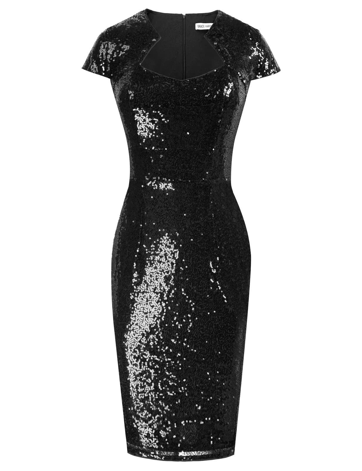 GRACE KARIN Women's Pencil Work Dress Cap Sleeve Elegant Sequin Wiggle Dress XL